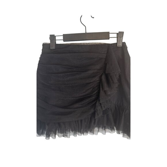 ZARA Size Medium Black Layered Ruffled Dainty Mini Skirt Trafaluc Collection - Picture 4 of 14
